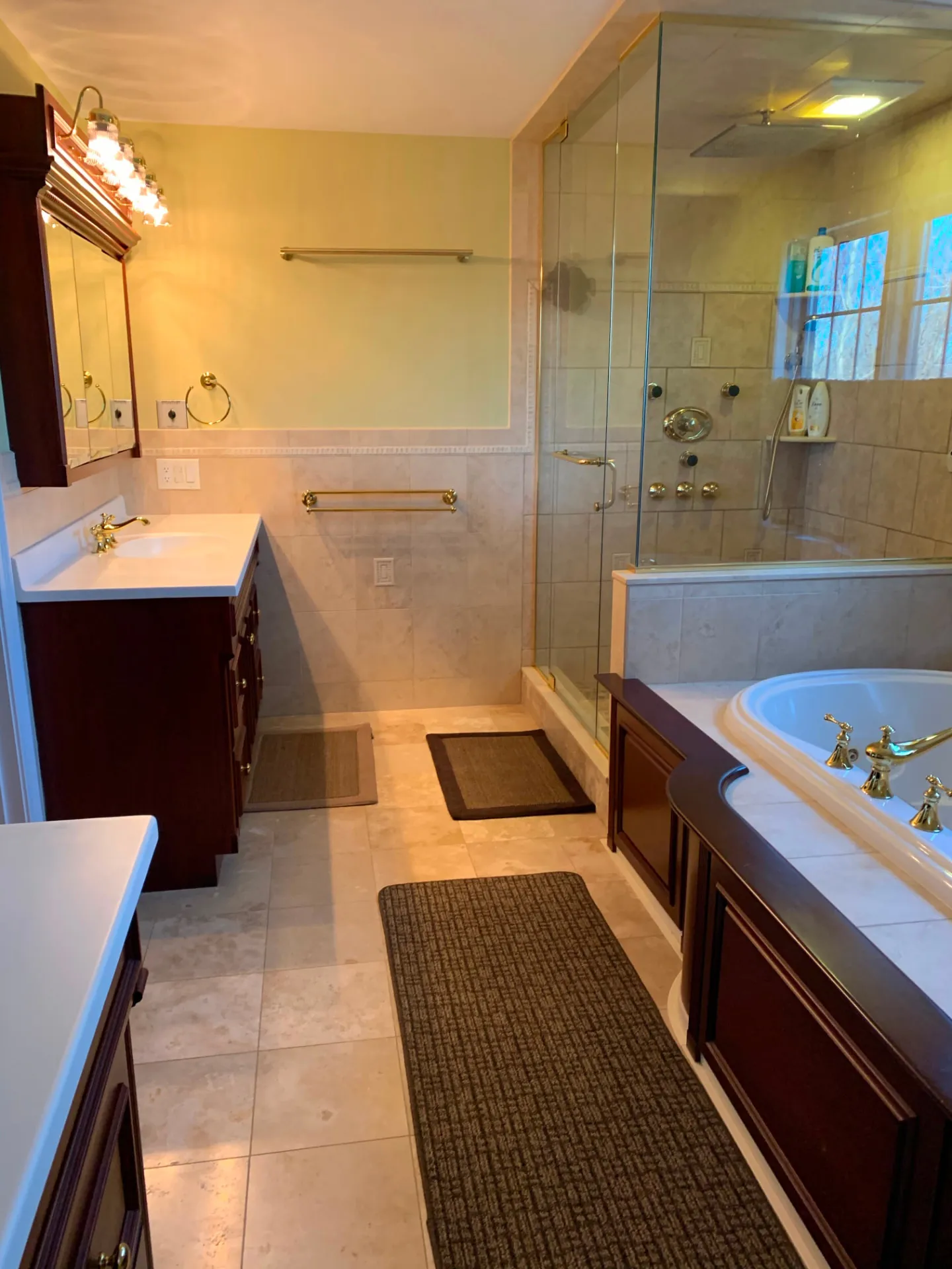 Bathroom after cleaning, counters and fixtures spotless