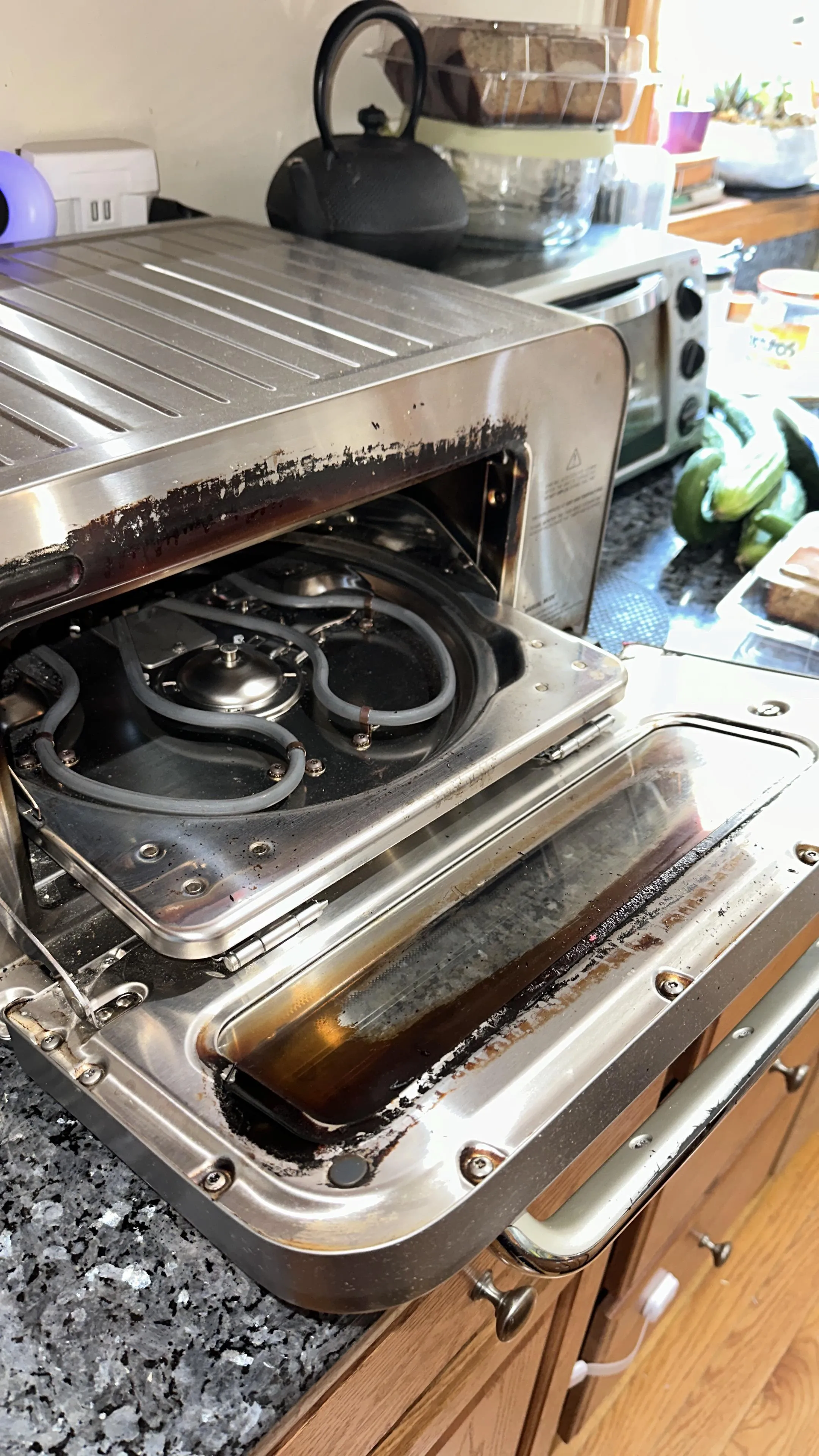 Oven interior before deep cleaning
